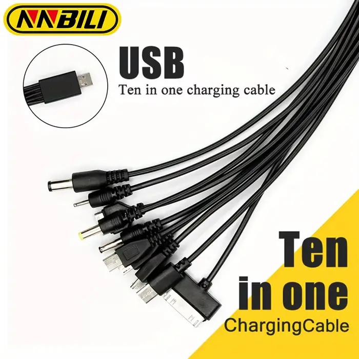 NNBILI 10 en 1 câble de chargement de téléphone USB multifonction cordon