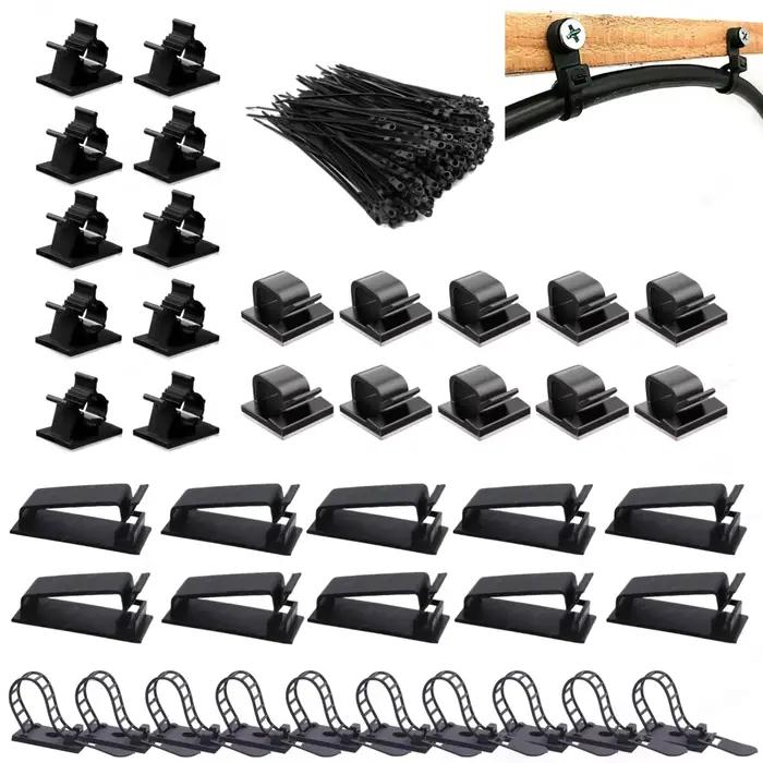 140 pièces ensemble d'organisateurs de câbles gestion des câbles support d'attaches de câble Clips de fil adhésifs pour voiture bureau à domicile organisateur de cordons USB