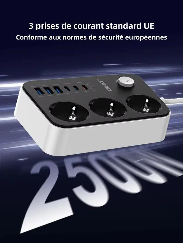 Multiprise LDNIO 3 Prises 6 Ports USB