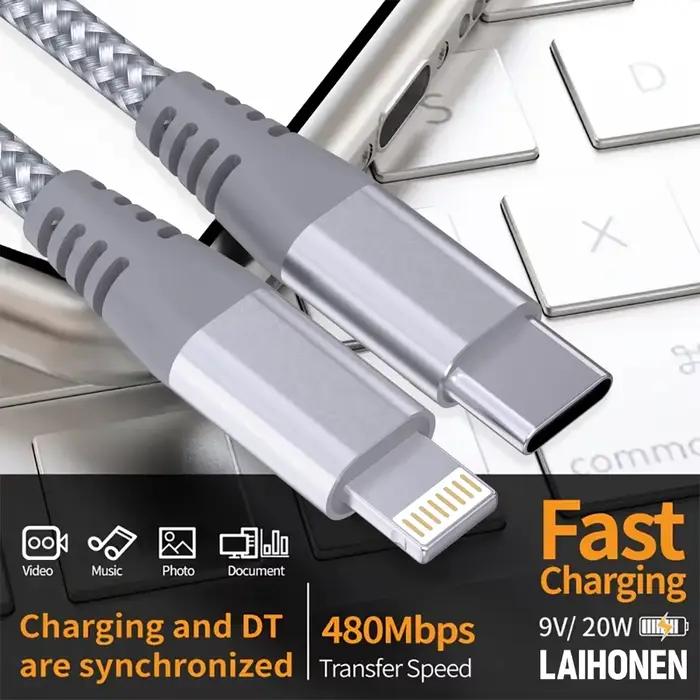 Câble de charge rapide certifié MFi USB C vers Lightning