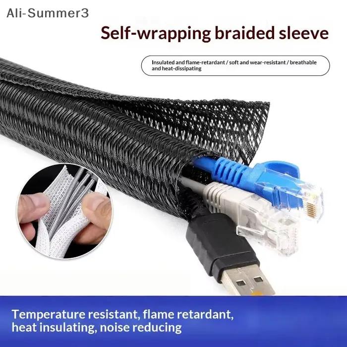 Gaine isolée auto-fermée en PVC pour câbles de 8 à 32mm, flexible et résistante, idéale pour l'organisation des câbles à la maison et au bureau, résistante à la chaleur, facile à installer et à entretenir