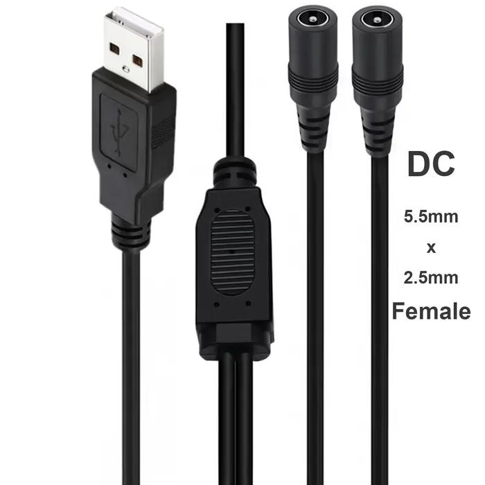 Câble d'alimentation USB vers double DC