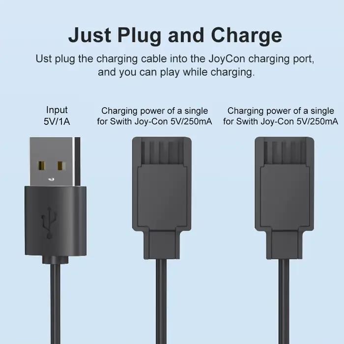 Câble de charge USB 2 en 1 pour manettes Joy-Con longueur 2,5mètres portable pour Nintendo Switch joueurs occasions spéciales voyages