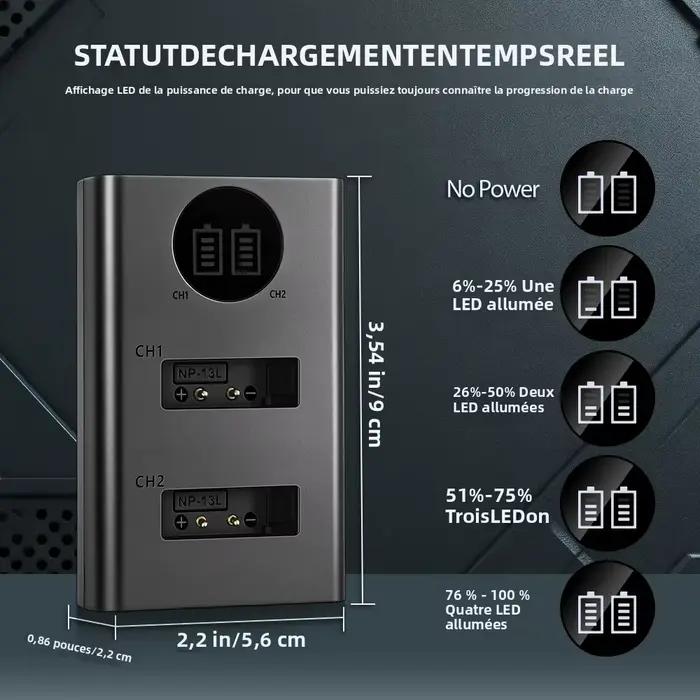 Chargeur double batterie NP-13L pour batteries Canon NB-13L