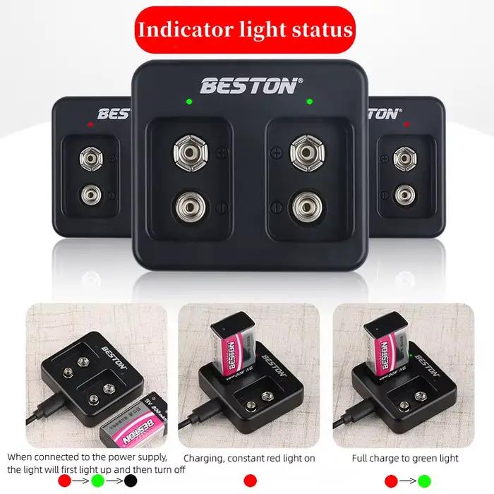 Chargeur de batterie intelligent rapide à 4 emplacements 9V