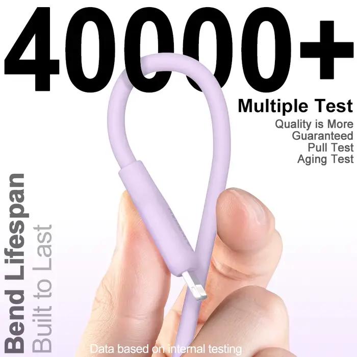 Câble de charge rapide 27W certifié MFi en silicone liquide pour iPhone 14 13 11 X Pro 8 7 occasions quotidiennes et voyages