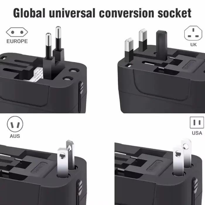 Chargeur de Voyage Universel avec Deux Ports USB Compatible EU US UK AU Occasions Spéciales et Pratique Pour Voyages Familiaux et Business Trips
