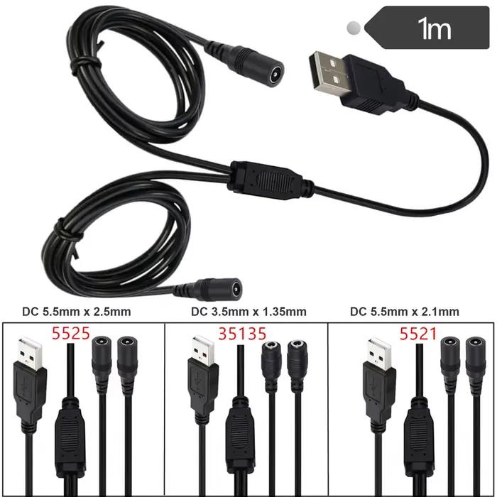 Câble d'alimentation USB vers double DC