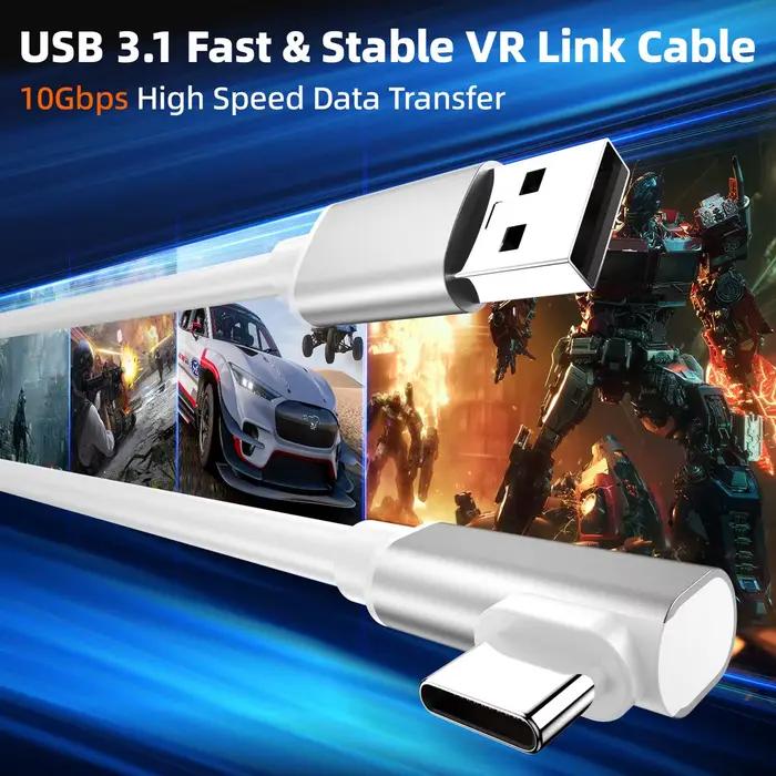 Câble VR Link 5M/16FT 10Gbps pour Meta/Oculus Quest 3S 3 2 Pro/Pico 4 Ultra et PC/Steam VR Type C USB 3.1