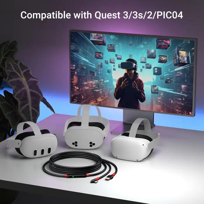 Câble de chargement VR 16 pieds USB 3.1 Type-C pour Meta Quest 3 Quest 2 Pico4 PC SteamVR cadeau gaming réalité virtuelle