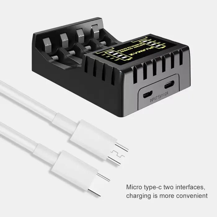 Chargeur de batterie intelligent à 4 emplacements avec indicateur LED