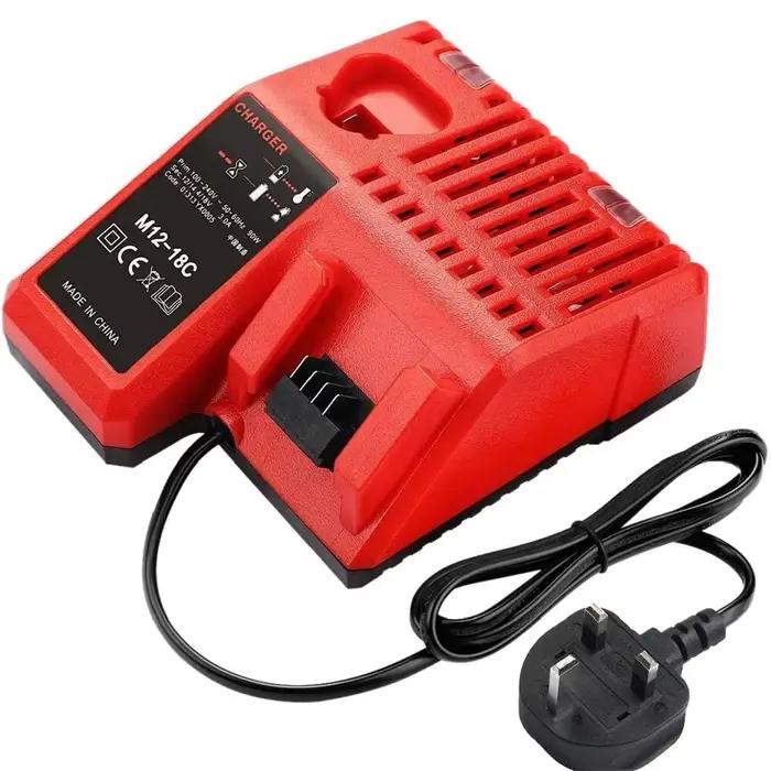 Remplacer le chargeur Li-Ion rapide 3A 12V 14V 18V adapté pour Milwaukee M12-18C batterie Lithium-Ion multi-tension double Port M12 M18