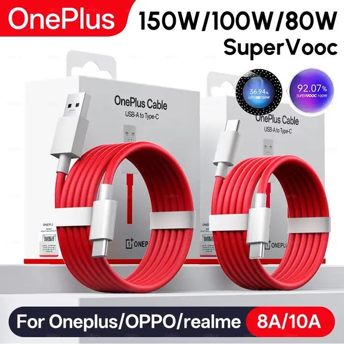 Câble d'origine OnePlus 13 12 11 10 Type C vers USB PD cordon 150W 100W 80W Charge Supervooc pour OPPO Reno 14 Realme One Plus Nord 5