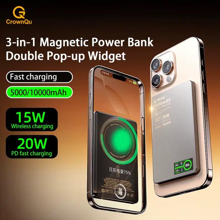 Batterie externe portable magnétique sans fil à charge rapide pour iPhone 12-17 Pro Max