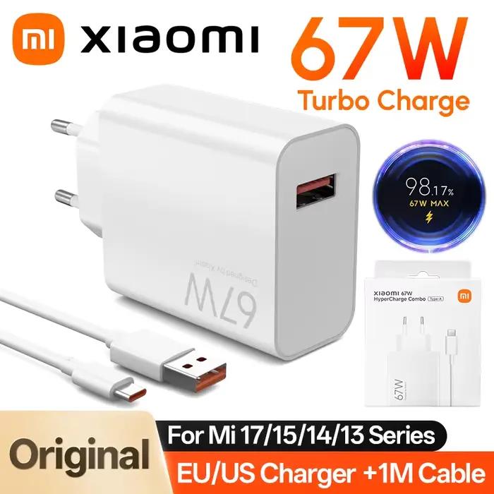 Chargeur Xiaomi 67W Type C Turbo Original Adaptateur de Charge Rapide 6A Câble Mi 15T 13T 12 11 Pour Redmi Note 12T 13 Pro POCO X6 X5 F5