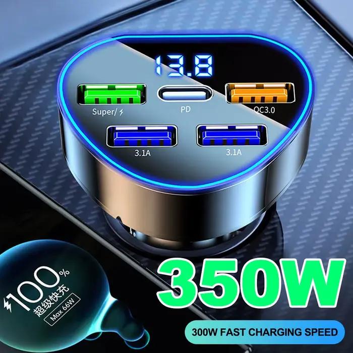 Chargeur de téléphone de voiture 350W USB Type C Charge ultra rapide dans