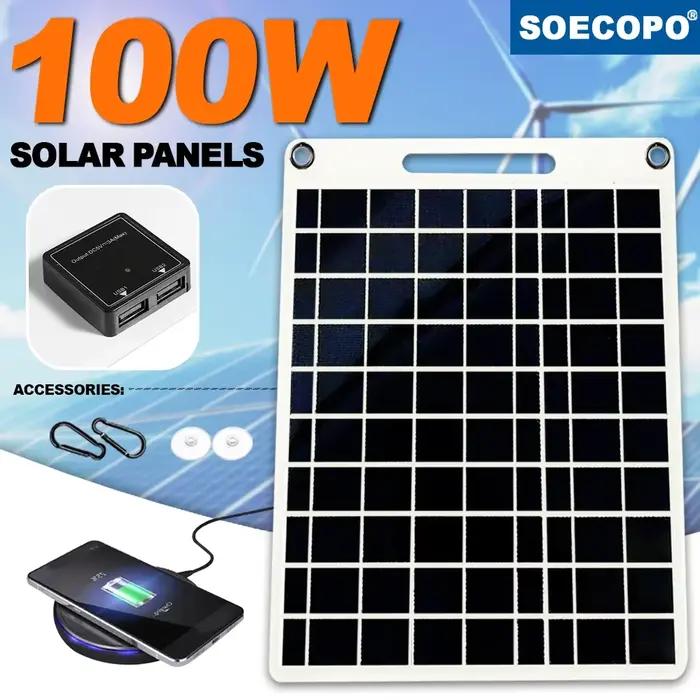 Chargeur solaire 100W avec deux ports USB