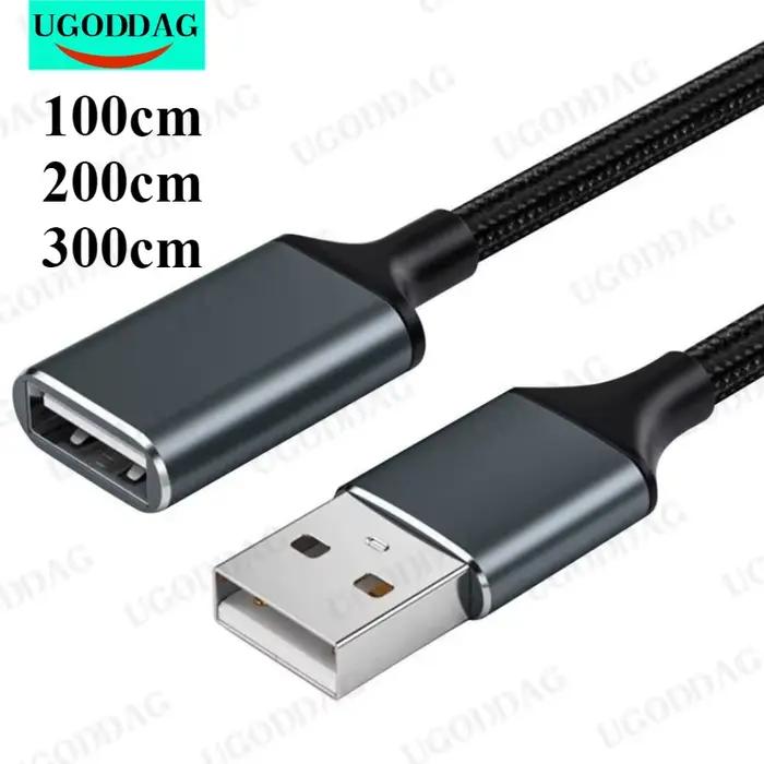 Câble d'extension tressé USB 1M 2M 3 mètres mâle à femelle ordinateur USB 2.0 clé USB souris clavier