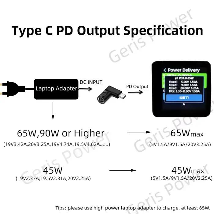 DC 7.4X5.0mm pour Hp Dell chargeur d'ordinateur portable vers 65W Type C USB PD adaptateur d'alimentation convertisseur pour MacBook Huawei Hp Lenovo Xiaomi Samsung