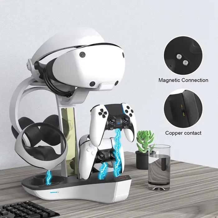 Support de charge professionnel pour manettes avec indicateur LED et rangement pour casque et écouteurs pour PS5 PS VR2