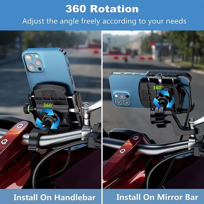 Support de téléphone pour moto universel avec chargeur USB et protection étanche pour guidon ou rétroviseur occasionnels et cadeaux
