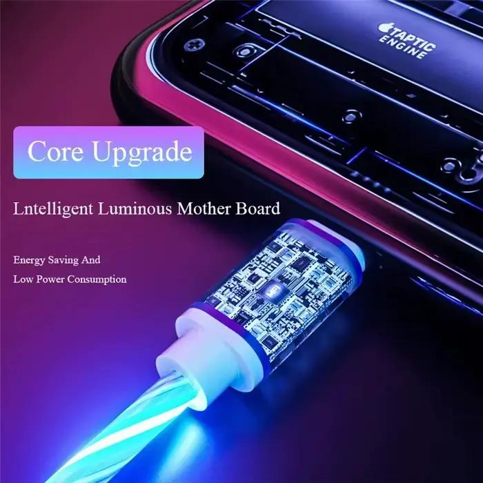 1m 2m lumière LED lumineuse USB A à Type C câble de charge rapide pour Iphone 15 16 Pro Max Xiaomi Samsung OPPO Huawei