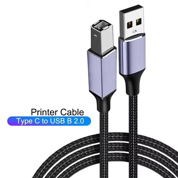 Câble USB Type B pour Imprimante et Scanner Compatible avec PC et Ordinateur Marques Canon Epson HP Samsung Polyvalent Blanc ou Noir 0.5m 1m 2m 3m