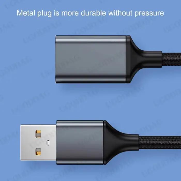 Câble d'extension tressé USB 1M 2M 3 mètres mâle à femelle ordinateur USB 2.0 clé USB souris clavier