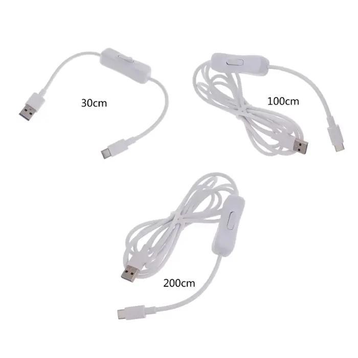 Câble blanc USB vers Type-C avec interrupteur