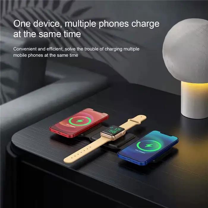 Station de charge rapide magnétique portable 3-en-1 pour iPhone 17 16 15 14 13 12 Pro Max