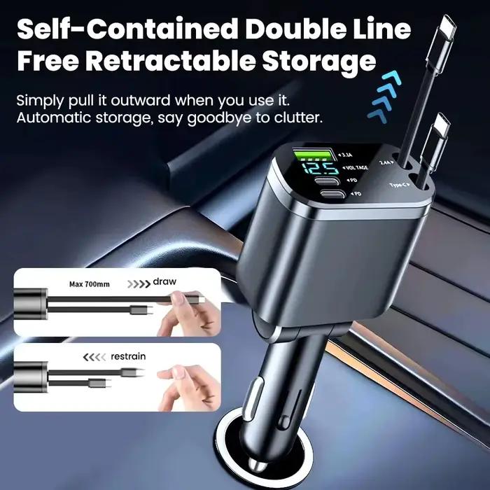 KEBIDUMEI – chargeur de voiture rétractable 150W 5 en 1