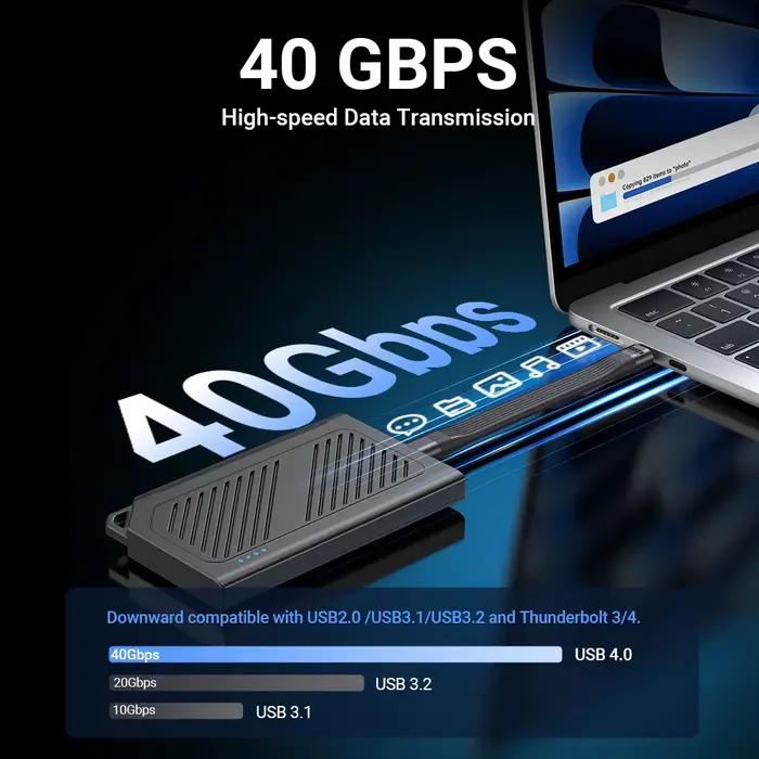AUFU PD 240W câble USB C court USB4 40Gbps transfert de données 8K 60Hz affichage vidéo Thunderbolt 3/4 pour iPhone MacBook Android Auto