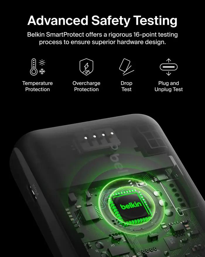 Chargeur portable magnétique Belkin Power Bank Qi2 15W BoostCharge Pro 5000mAh MagSafe avec support pour iPhone Android