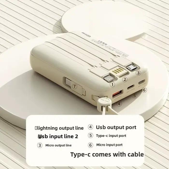 Batterie externe 10000mAh 20000mAh grande capacité avec câbles intégrés