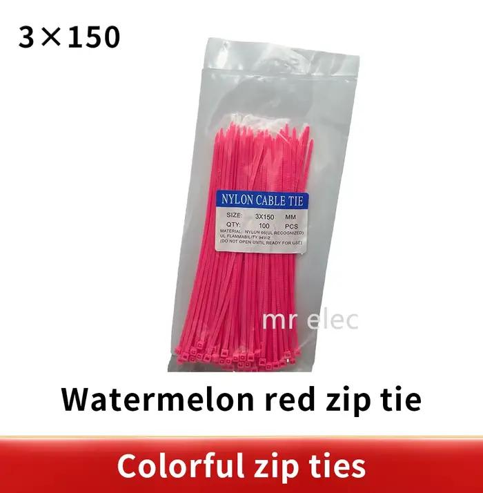 100/Lot 3*150mm attaches zippées largeur 2.5mm coloré usine Standard autobloquant