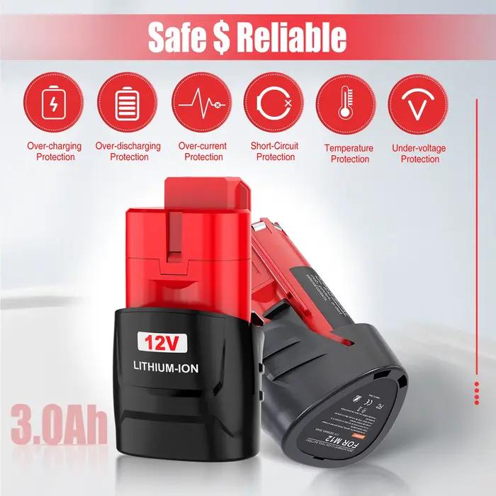 Pour batterie Milwaukee M12/M18 3.0Ah/6.0Ah/9.0AH 12V/18V