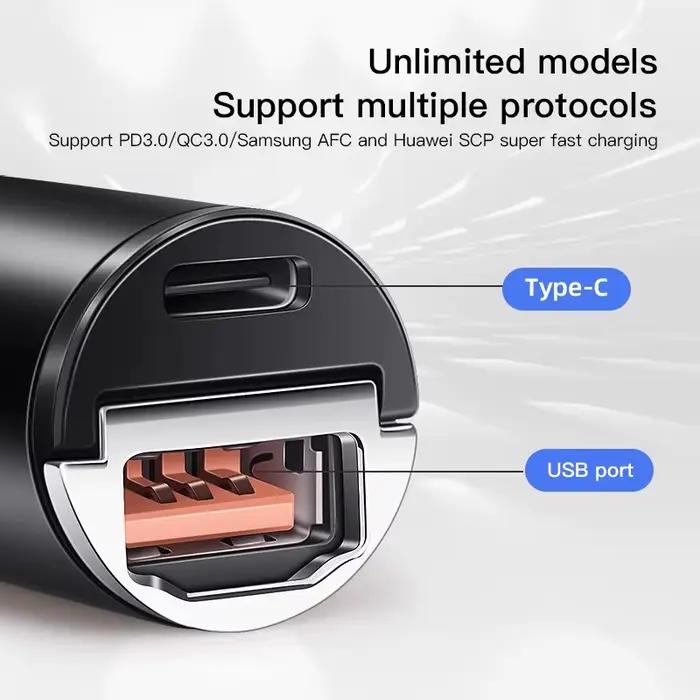 100W QC3.0 PD Mini chargeur de voiture charge rapide
