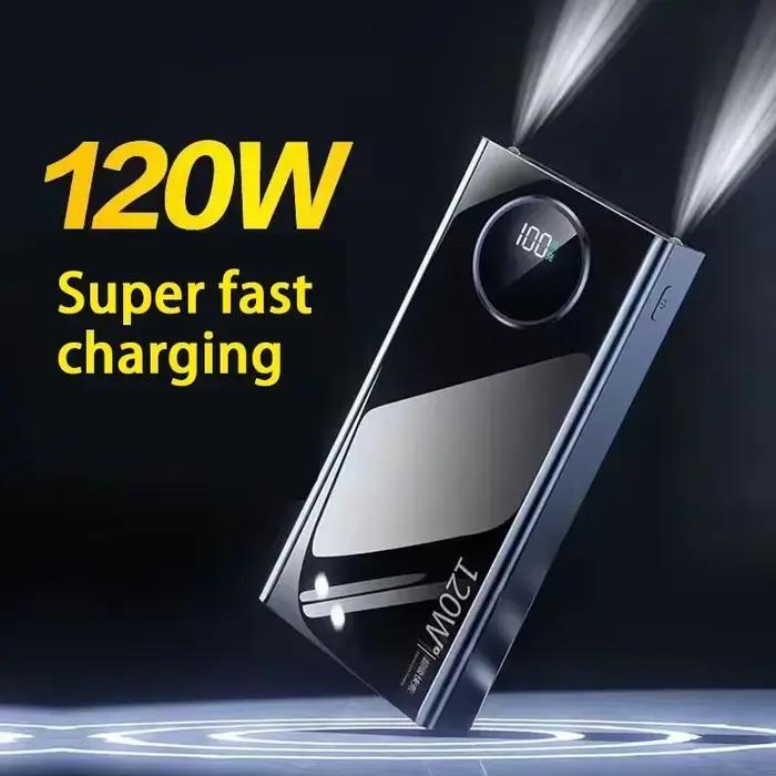 Banque d'alimentation à charge super rapide 120W capacité 80000mAh pour iPhone Xiaomi Samsung compatibles grandes marques smartphones recharge rapide affichage numérique durable