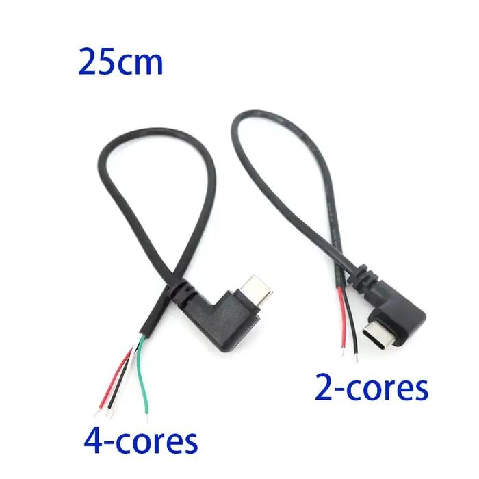 2 cœurs 4 cœurs USB-C 0.25 M/1 m/2 m bricolage câble de réparation fil de soudage USB Type C mâle femelle prise alimentation chargeur connecteur