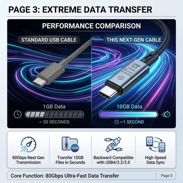 Câble USB 5.0 Type-C vers Type-C
