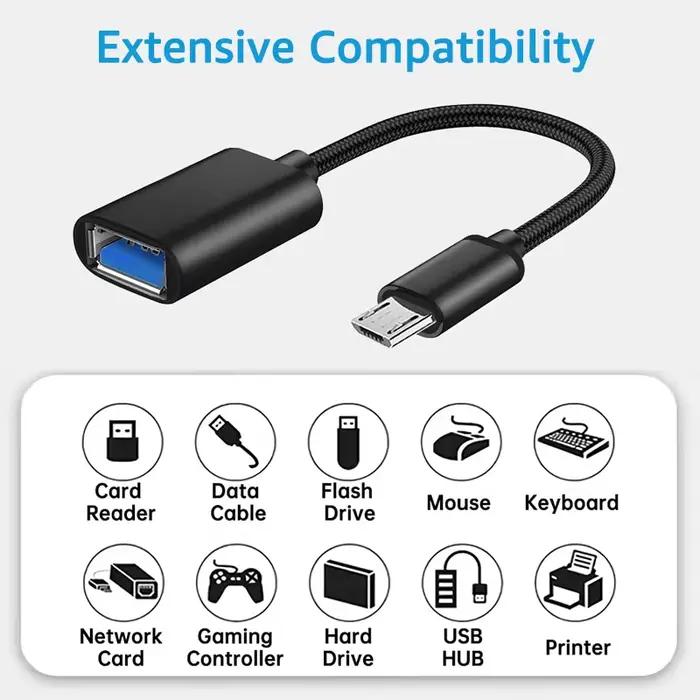 Adaptateur de câble Micro USB OTG mâle vers USB 2.0 femelle pour transfert de données facile pour Samsung S6 Xiaomi tablette PC Android occasions spéciales