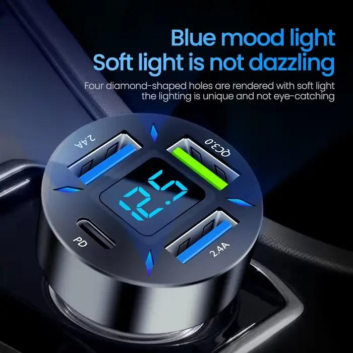 Chargeur de voiture 65W 4 Ports USB pour iPhone Samsung Xiaomi Occasions Spéciales Travail Loisirs