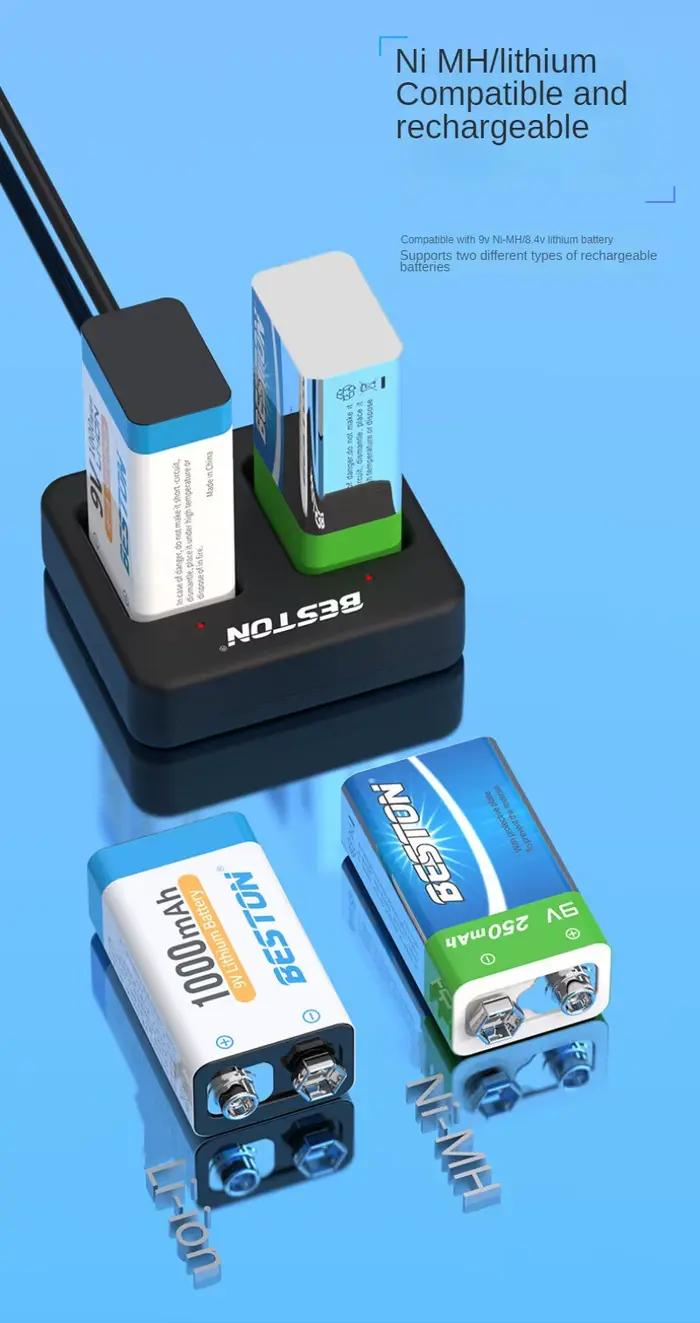 Chargeur de batterie intelligent rapide à 4 emplacements 9V