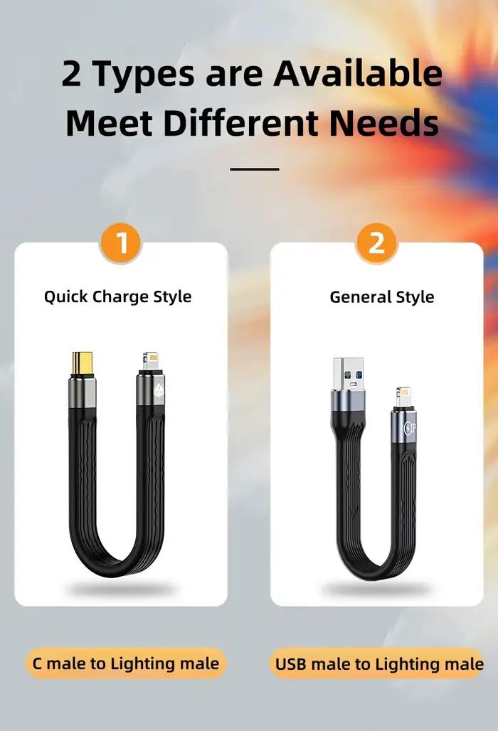 Câble court USB C vers éclairage pour iPhone 13 14 Pro Max souple FPC 3A PD20W