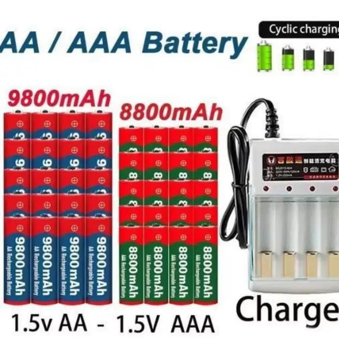 NOUVELLES piles alcalines rechargeables AA/AAA 8800mAh/9800mAh 1