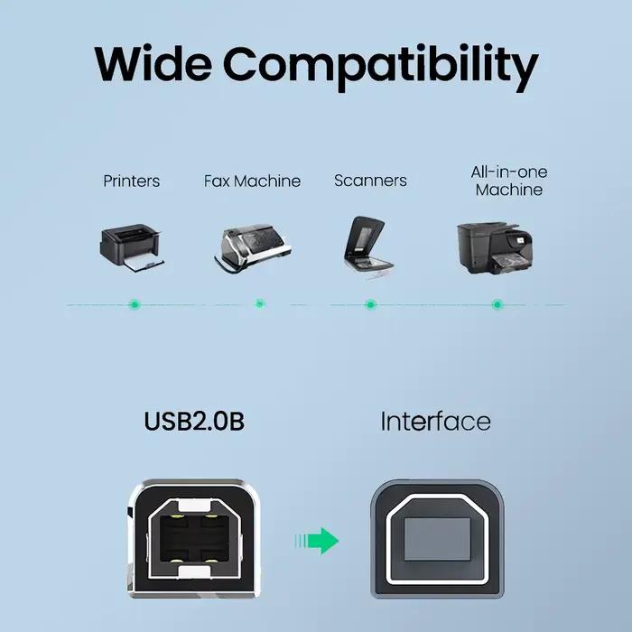 Câble d'imprimante USB Type C vers USB B 2.0