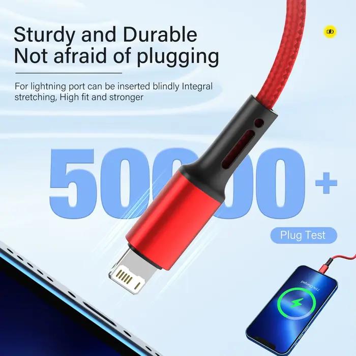 Câble USB pour Apple iPhone 11 12 13 14 Pro Max 6 7 8 Plus X XS XR SE 1m 2m 3m de Long 25cm court cordon de chargeur de données iOS Charge rapide