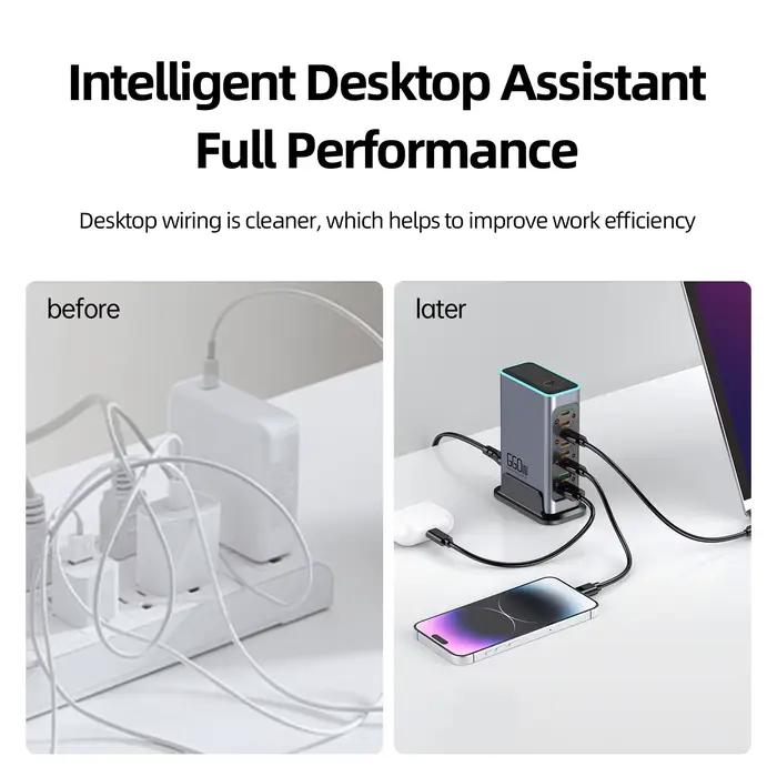 Chargeur de bureau multi-ports 660W à 8 ports