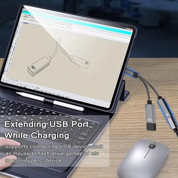 Câble adaptateur USB-C OTG : Convertisseur double fonction Type-C vers USB-A avec prise en charge