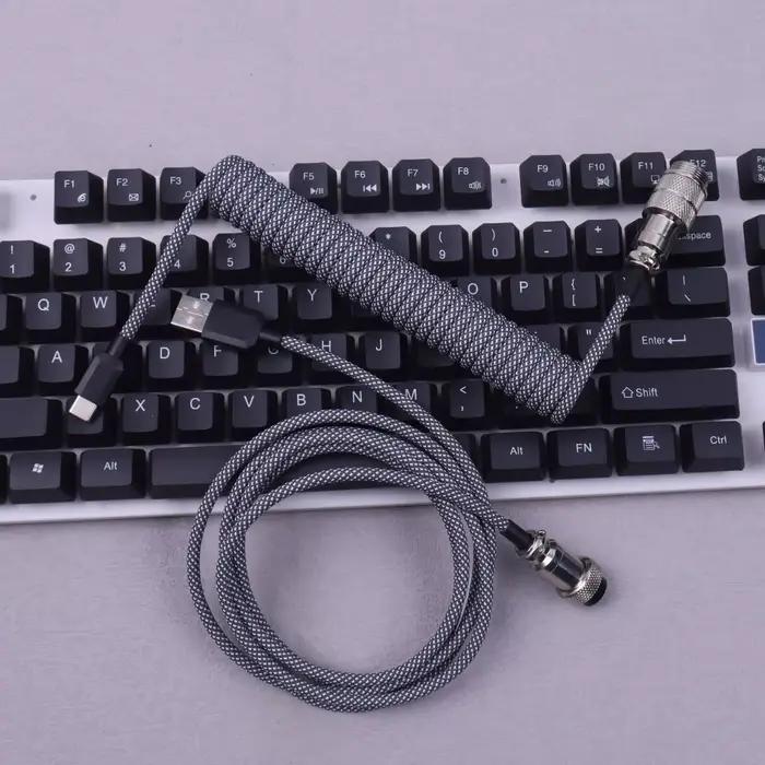 Câble enroulé pour clavier USB Type C, câble pour clavier mécanique à double gaine, pour clavier de jeu